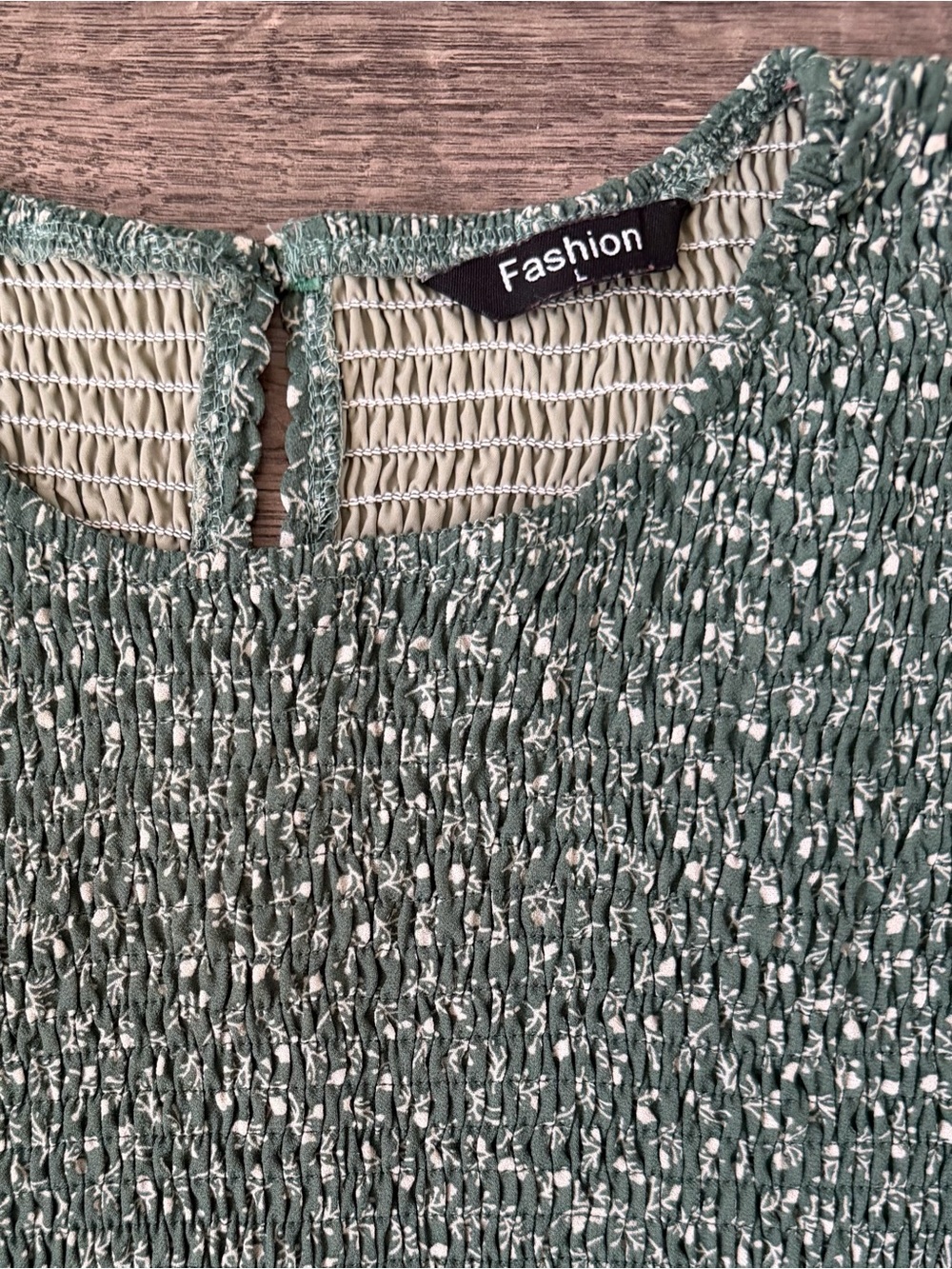 Womens Sage Floral Smocked Maxi Dress Size L Cottagecore Prairie Romantic Tiered - Picture 8 of 13